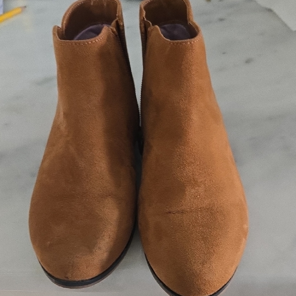 Cat & Jack Brown Suede-Look Kids Ankle Boots Little Girls Size 3.